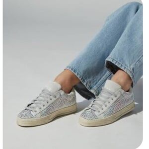 P448 John Silver Metallic Glitter Print Low Top Sneakers Women's Sz 40
